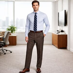 Brooks Brothers Madison Fit Wool Dress Pants Flat Front Men’s 38x30 Brown NWT